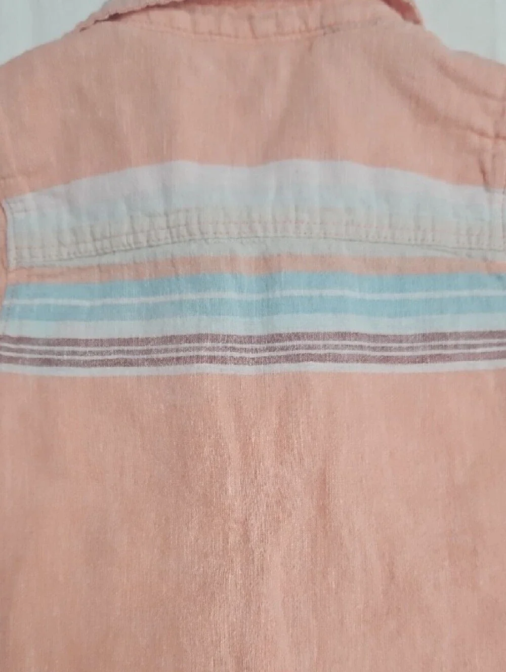 Baby OshKosh B'gosh 18 Months Peach Linen Short-Sleeve Button-Up Stripe Shirt